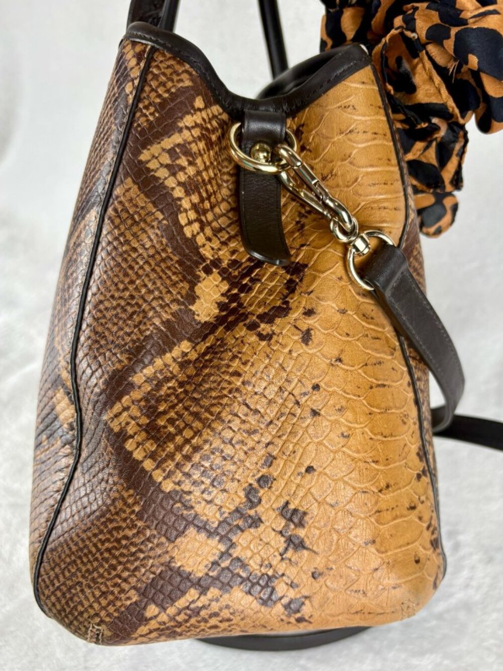 Coach Small Margot Python Embossed Leather Carryall Satchel - Picture 5 of 16